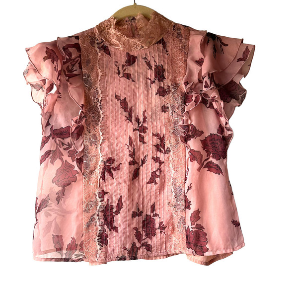 NWT Cleobella Claire Chiffon Floral Blouse Flutter Sleeves SZ Small - Picture 5 of 12